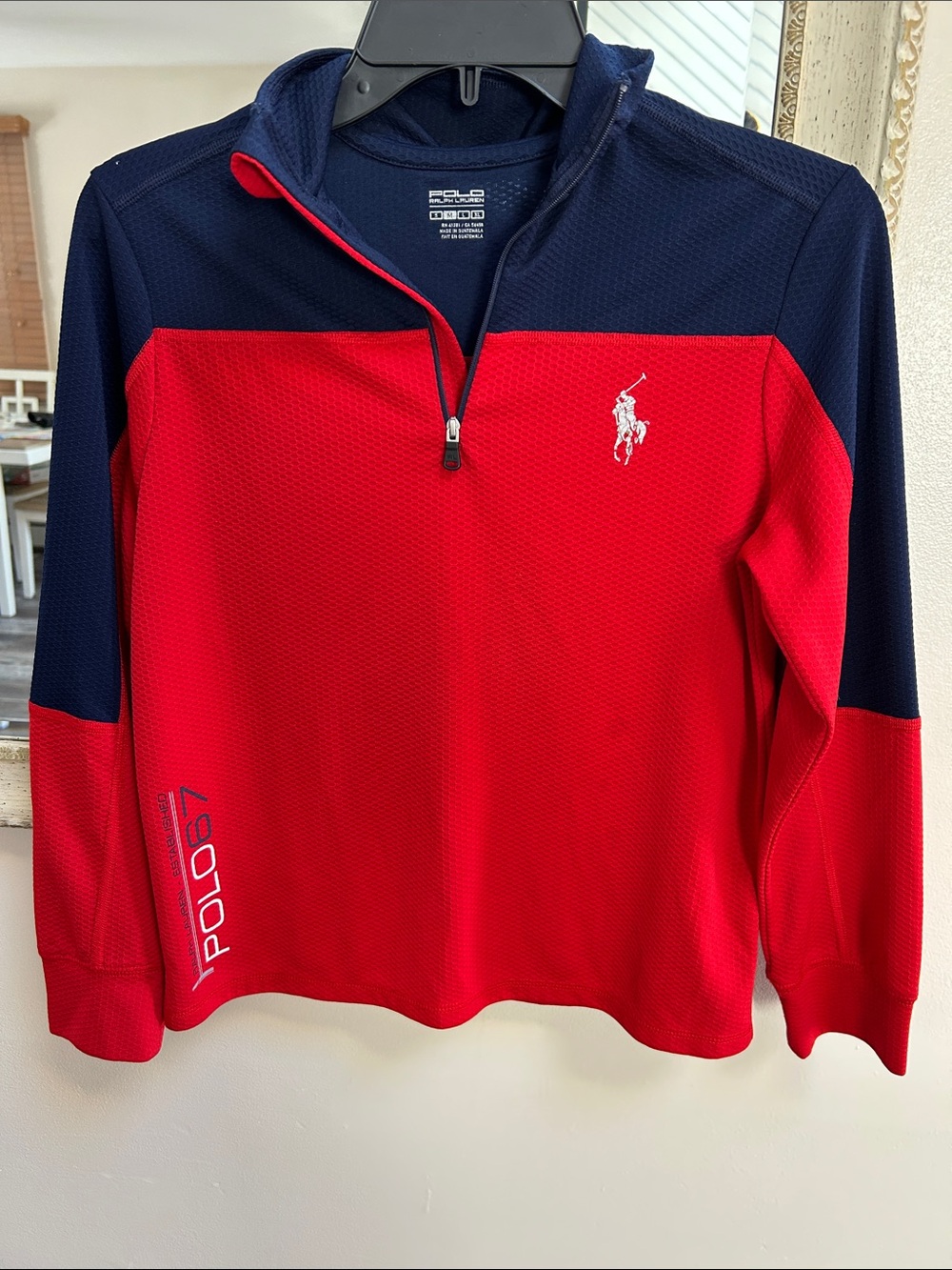 Polo by Ralph Lauren Red & Navy Quarter-Zip Performance Pullover